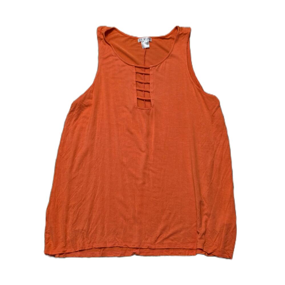 VENUS Orange Ladder Front Tank Top – Sleeveless Stretchy Knit – Size XL